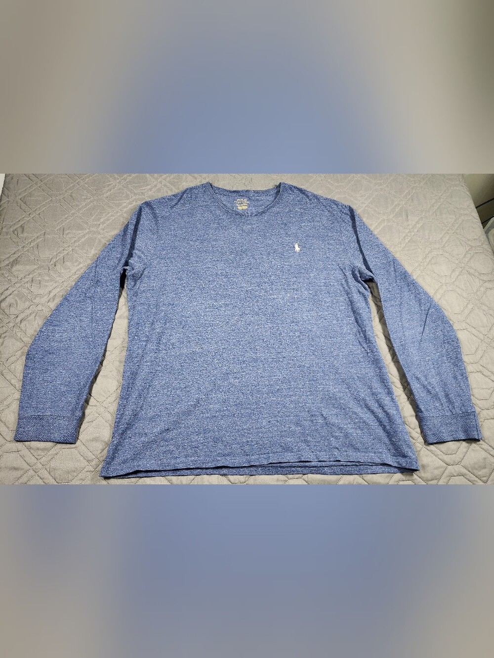 Polo Ralph Lauren blue heather long-sleeve crewneck t-shirt embroidered logo L